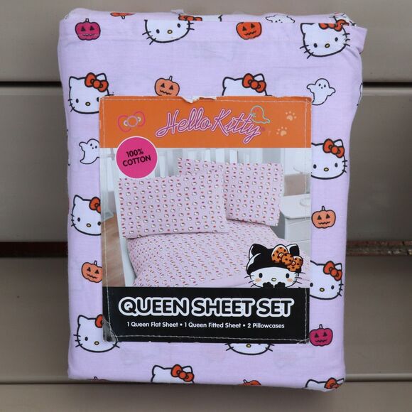 Hello Kitty Halloween Queen Size Sheet Set - Picture 1 of 4